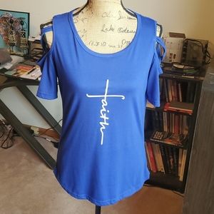 Royal blue faith cold shoulder top in a size Large